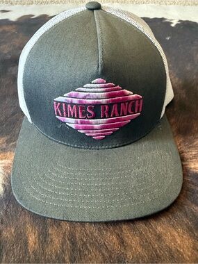 Kimes Ranch Dark Gray & White Trucker Hat with Pink Logo